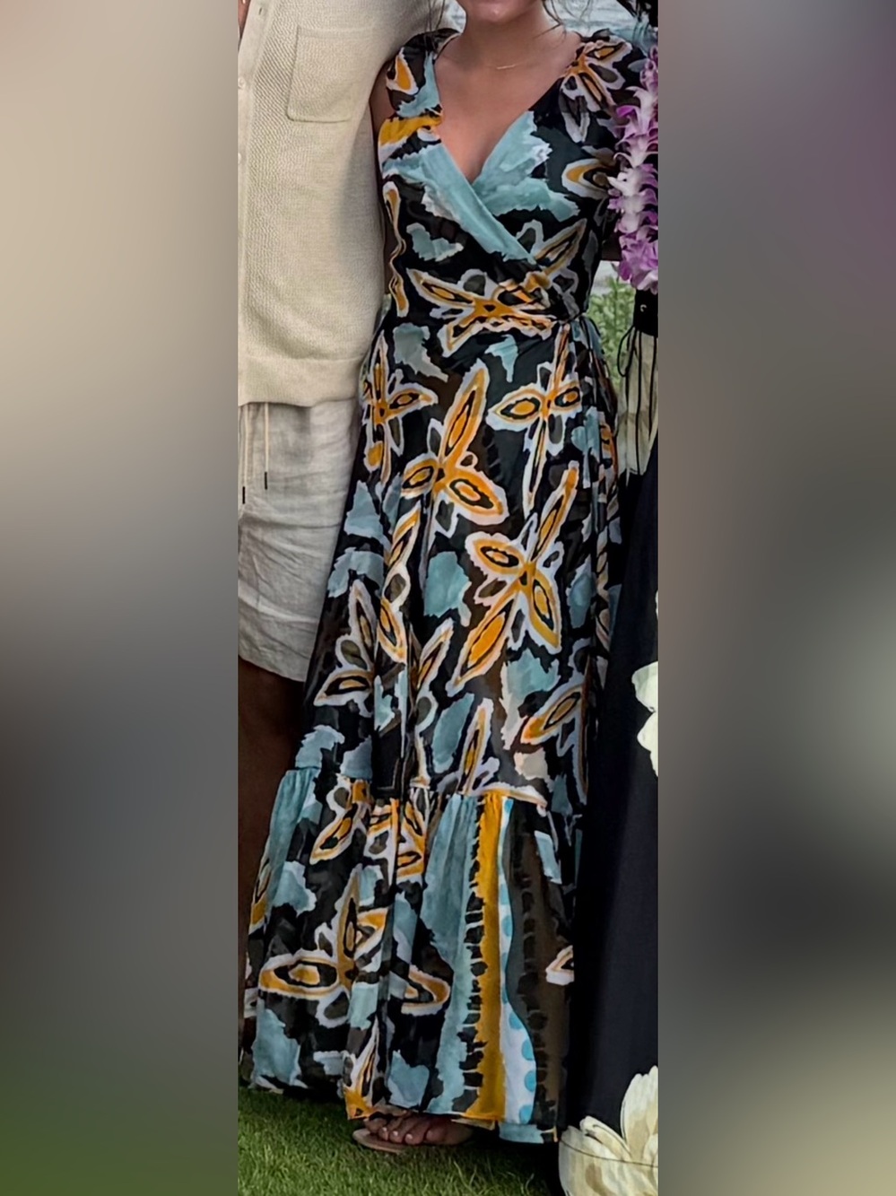 Diane Von Furstenberg Blue, Yellow and Black Floral Maxi Dress - Picture 8 of 10
